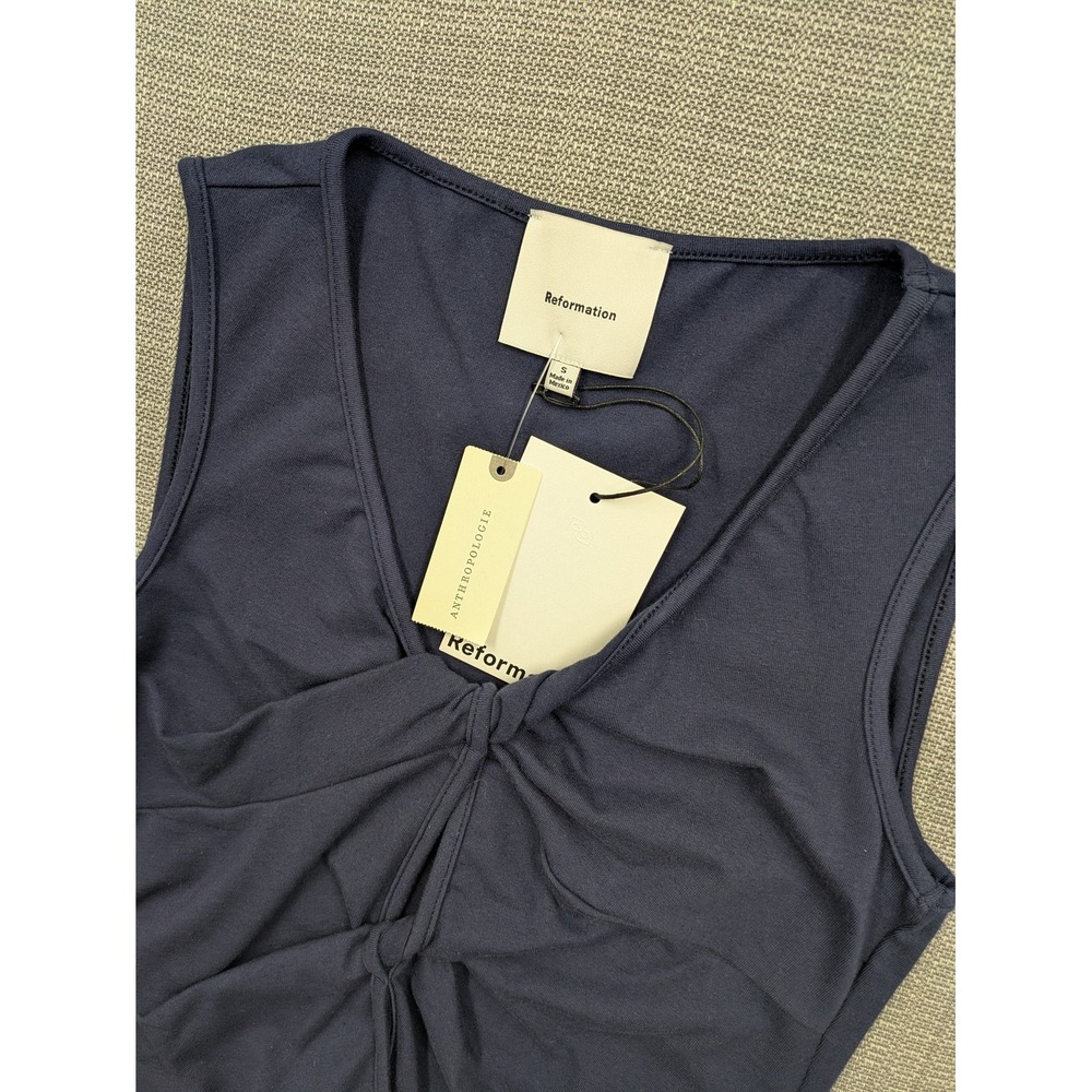 Reformation Tank Top Womens Small S Blue Twist Cropped Anthropologie Stretch